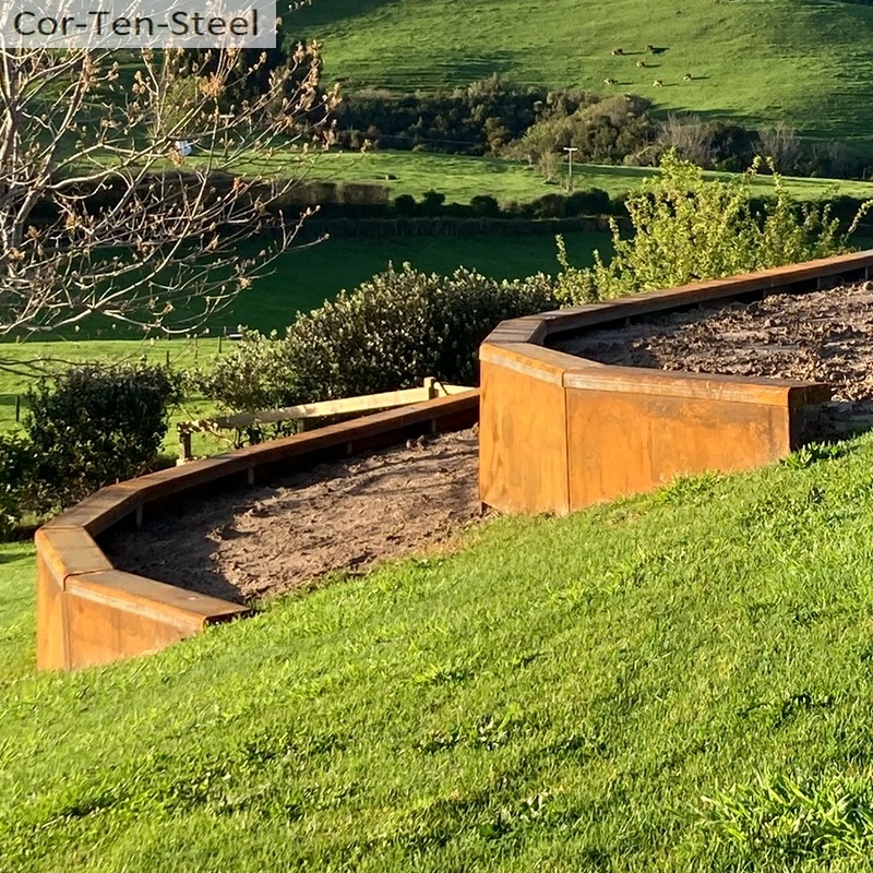 corten terraced retaining walls