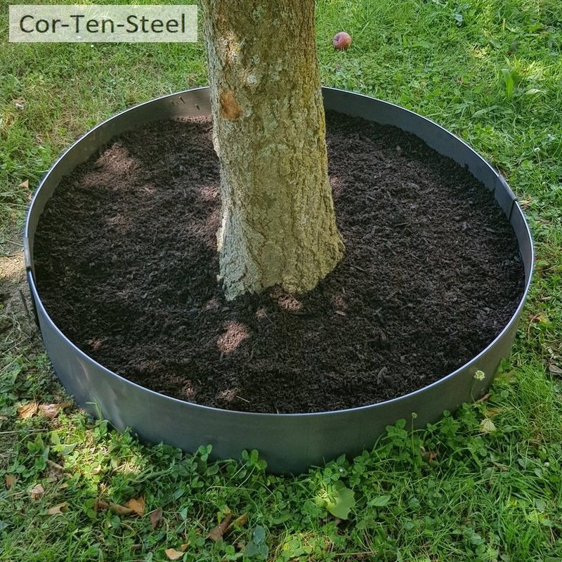 corten tree ring two halves