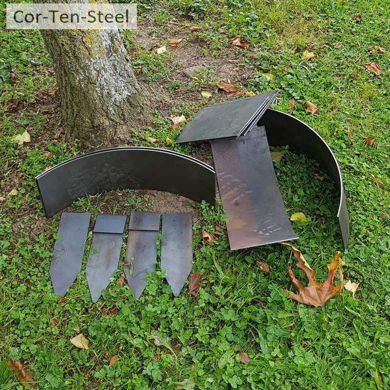 corten rounded corners tree ring