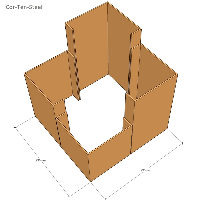 corten colum using 4 external corner sections