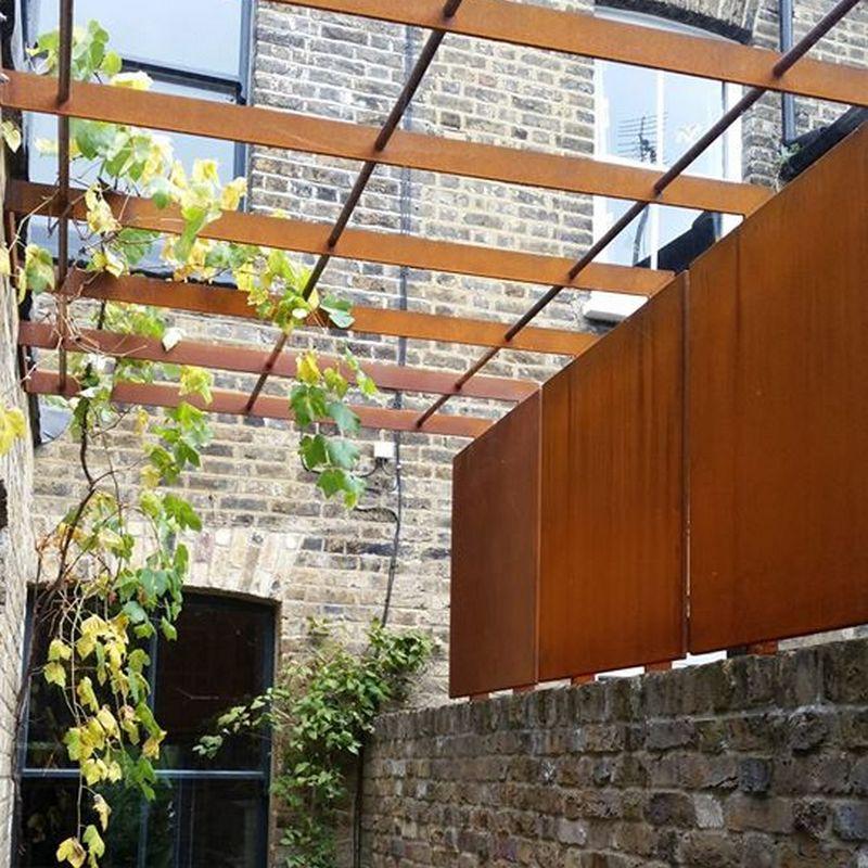 corten fence and pergola