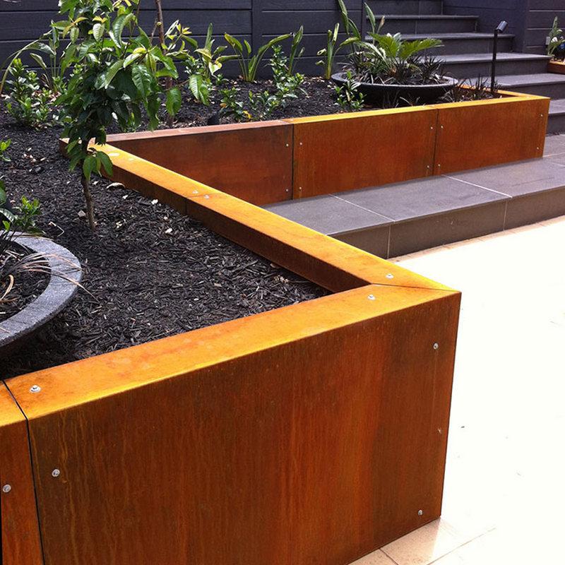 corten garden wall and retaining