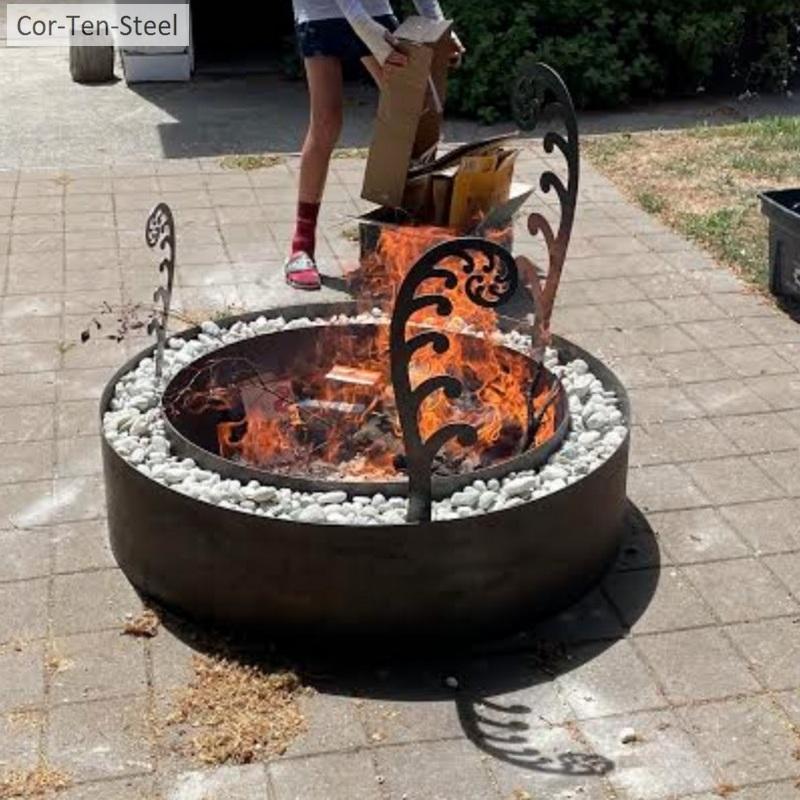 corten double fire pit ring