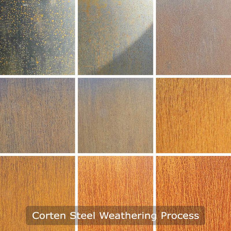 Modern garden using corten steel retaining walls