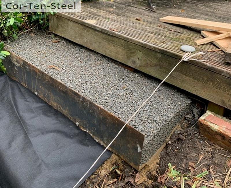 corten riser after concrete