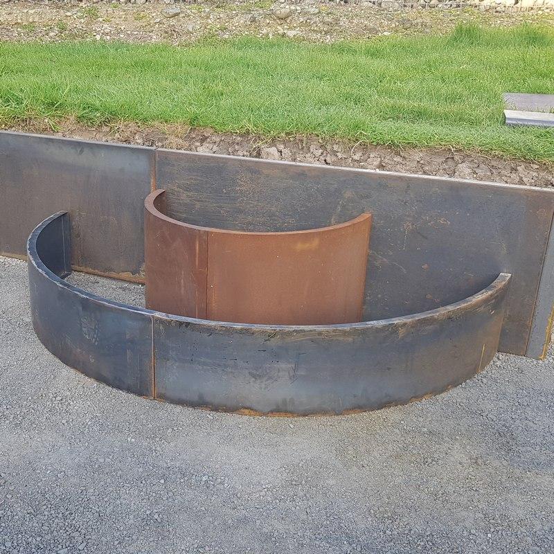 corten half circle steps