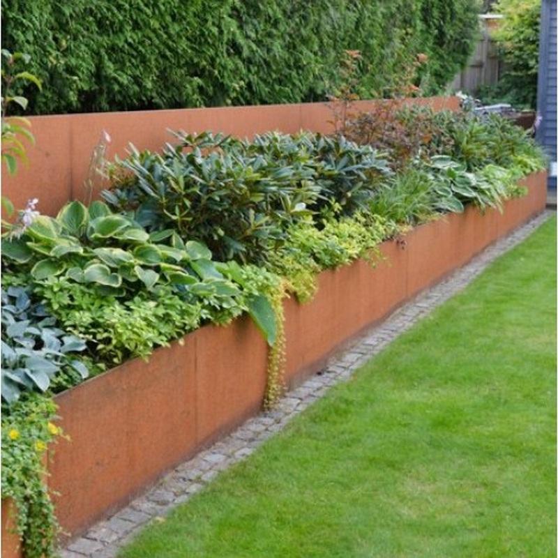 terraced corten steel retaining wall