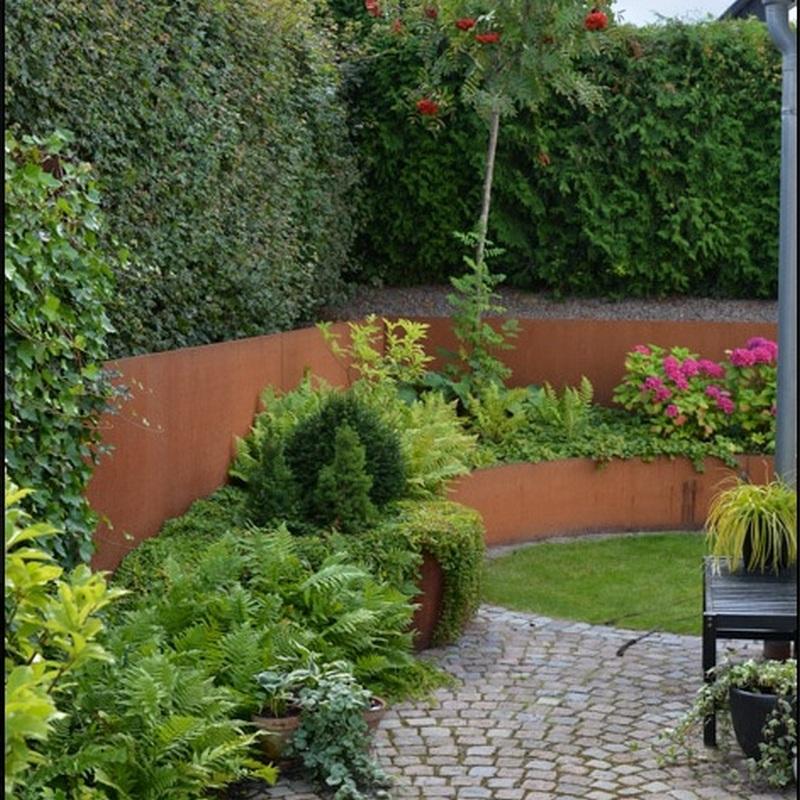 terraced corten steel retaining wall