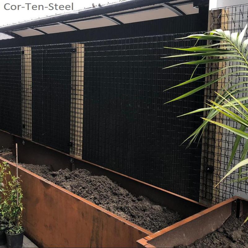 corten planter during assembly