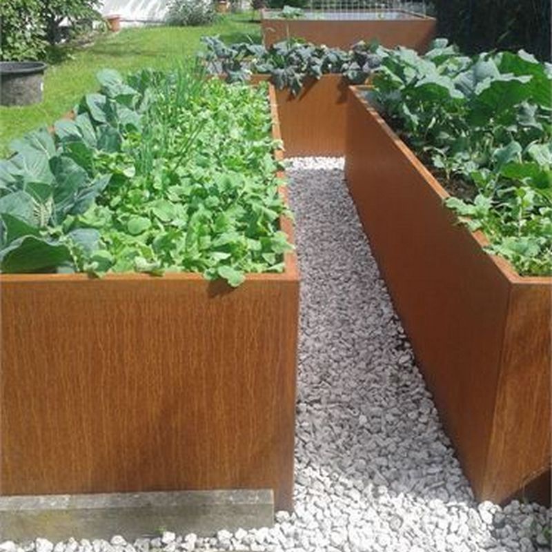 corten raised garden beds or retaining wall