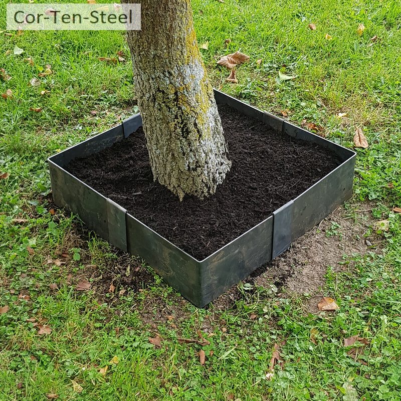 corten corners make square tree planter
