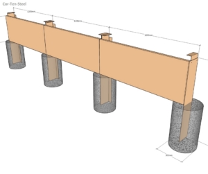 corten postswith capping brackets