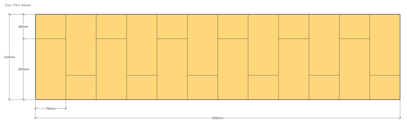 corten fence layout sung 1500mm x 750mm panels