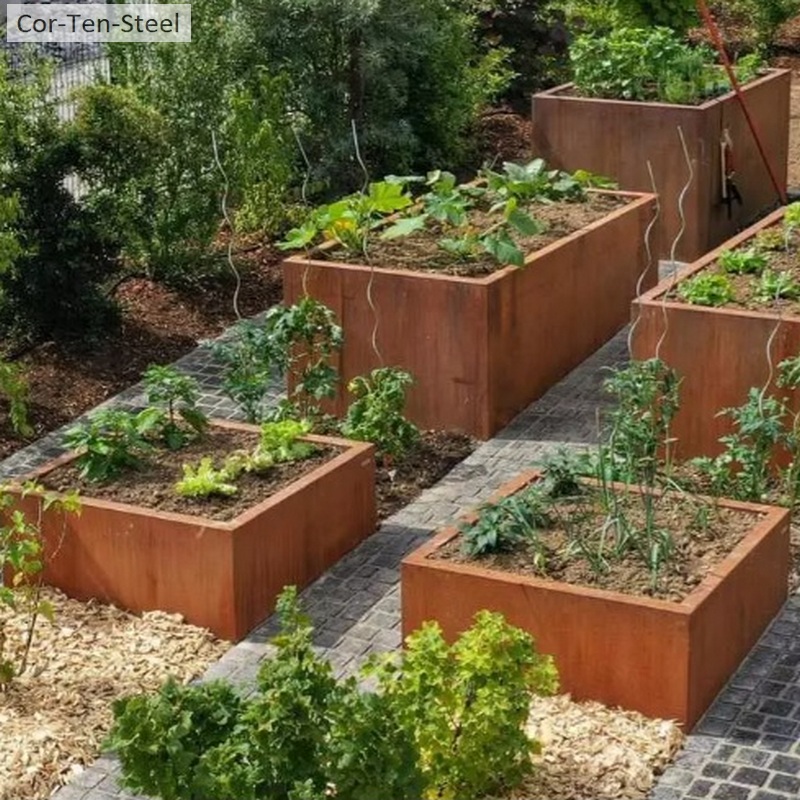 corten garden walls as planter