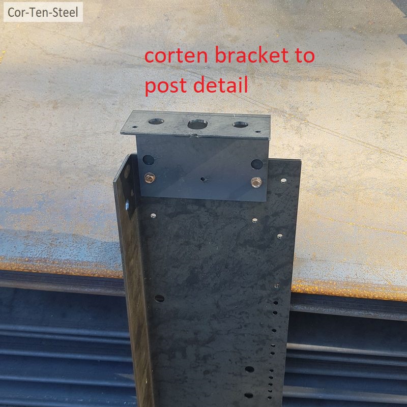 corten capping bracket to post detail