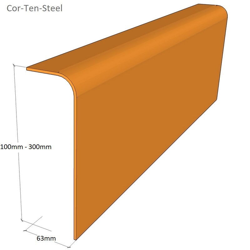 corten rolled edge profile dimensions