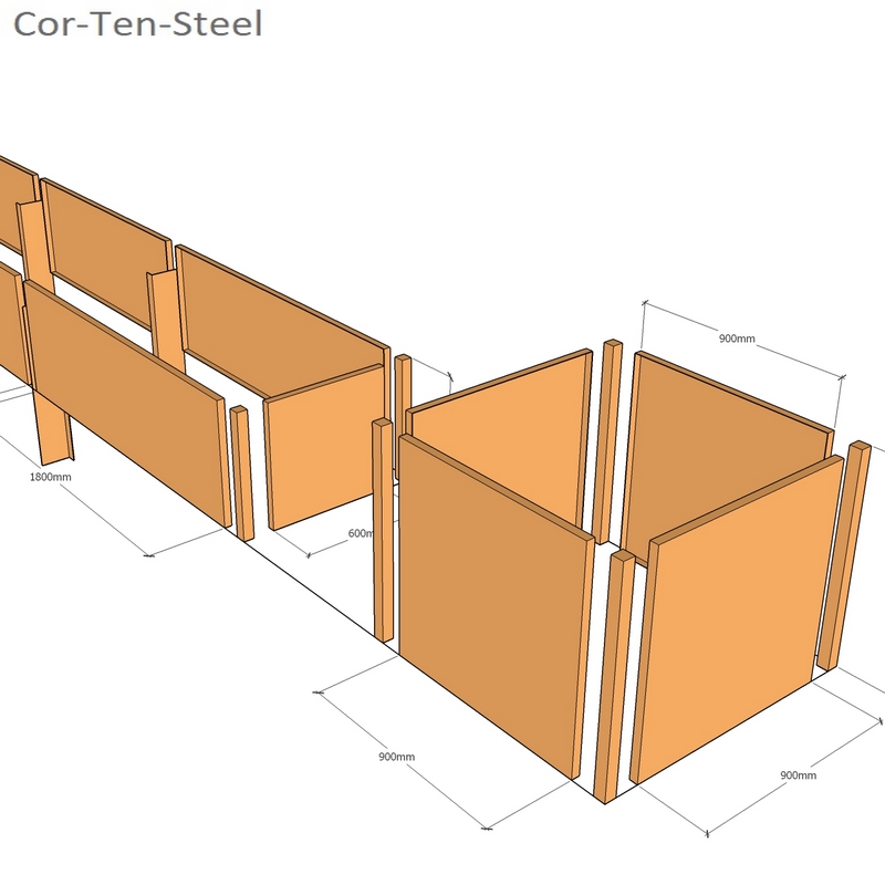 draft 3D corten planter layout