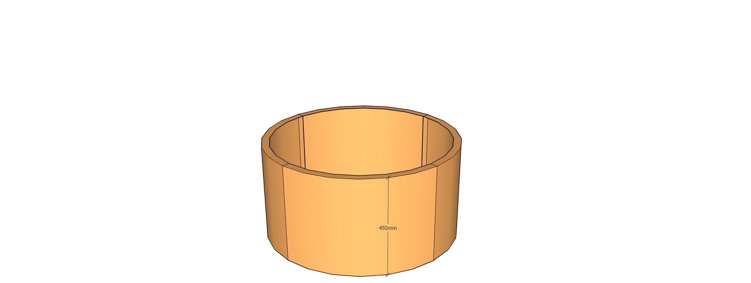 corten circular planter 450mm radius x 450mm tall 4 segments