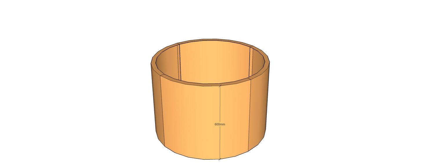 corten planter circular radius 450mm x 600mm tall 8 segments