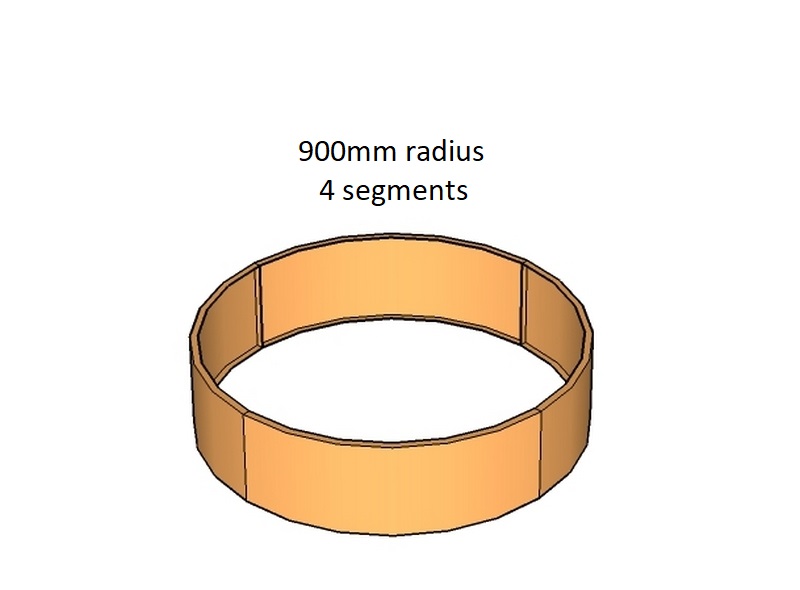 900mm radius corten planter 4 segments