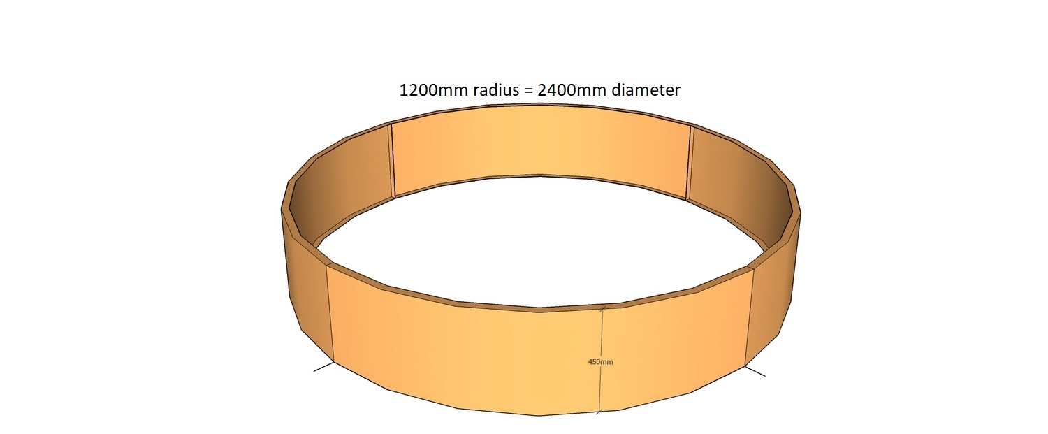 corten circular planter 1200mm radius x 450mm tall 4 segments