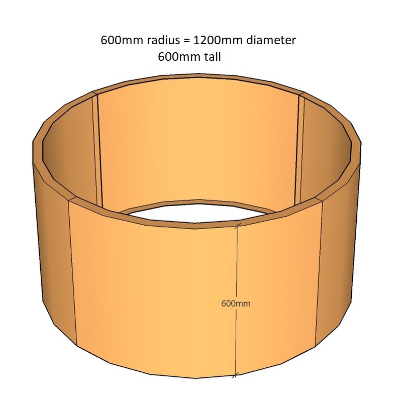 corten circular planter 600mm radius x 600mm tall 4 segments