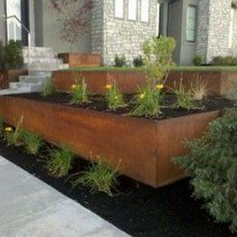 corten planters without backs