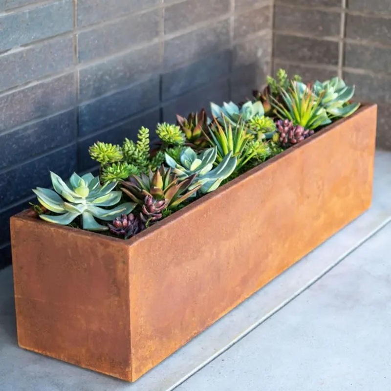 corten planter with base and feet