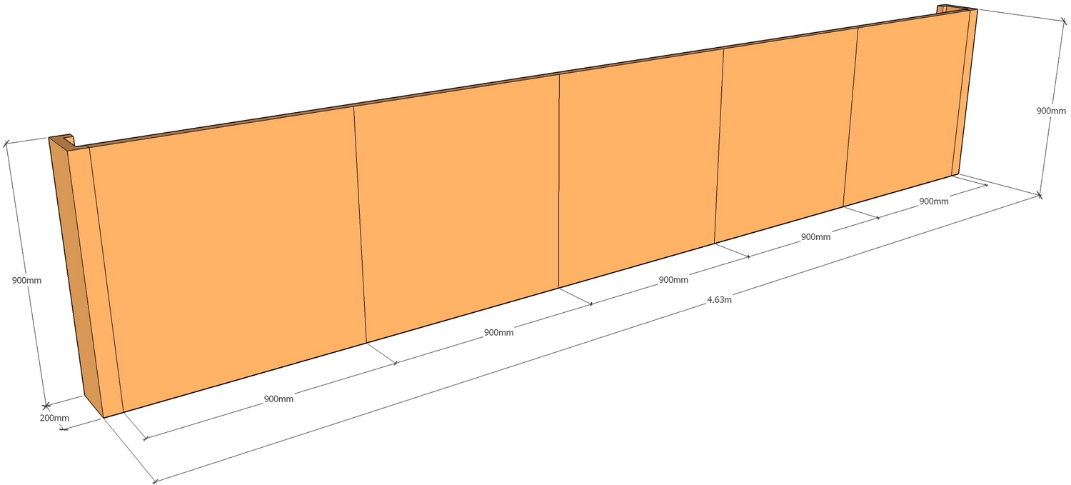 corten retaining wall 4.63m long x 900mm tall