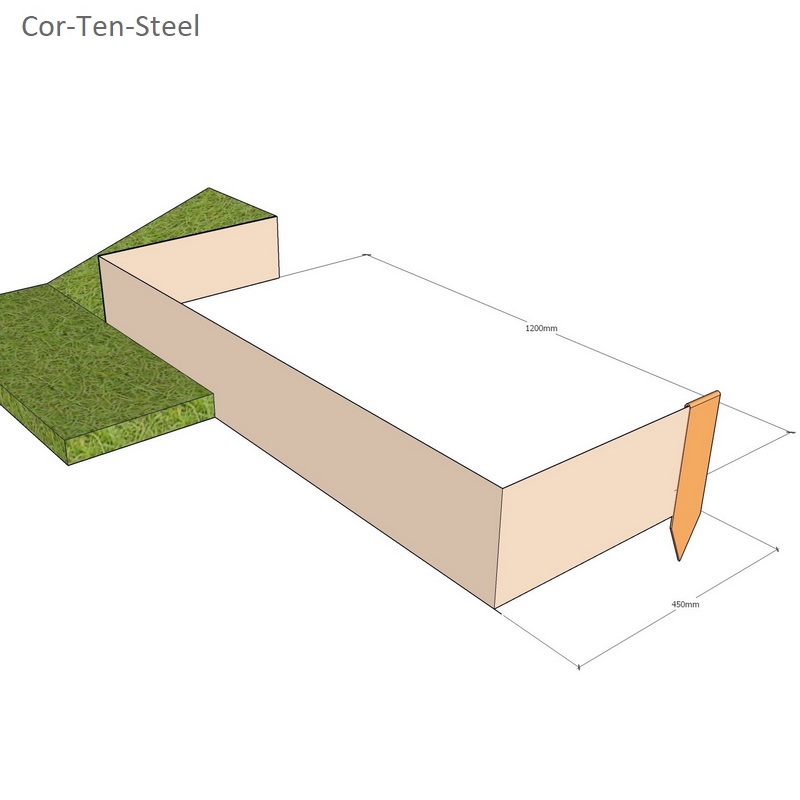 corten step with folded sides layout